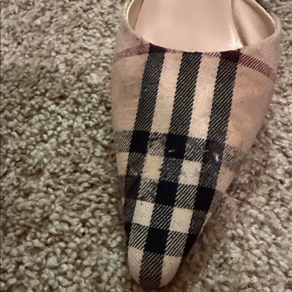 Burberry Beige and Black Plaid kitten Heels - Picture 3 of 13